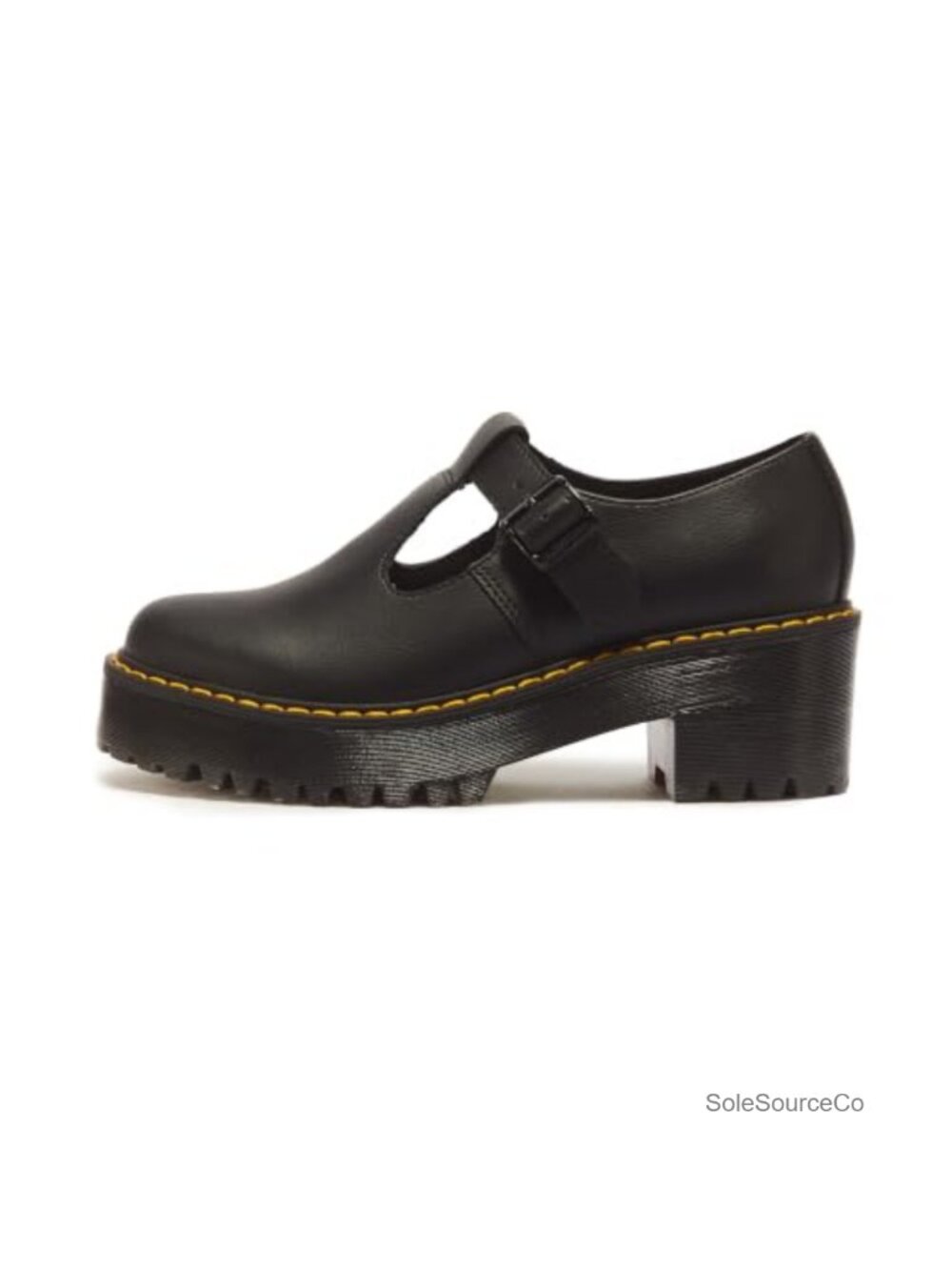 Dr Martens Mary Jane Pump Stacked Platform Heel PU Coated Leather